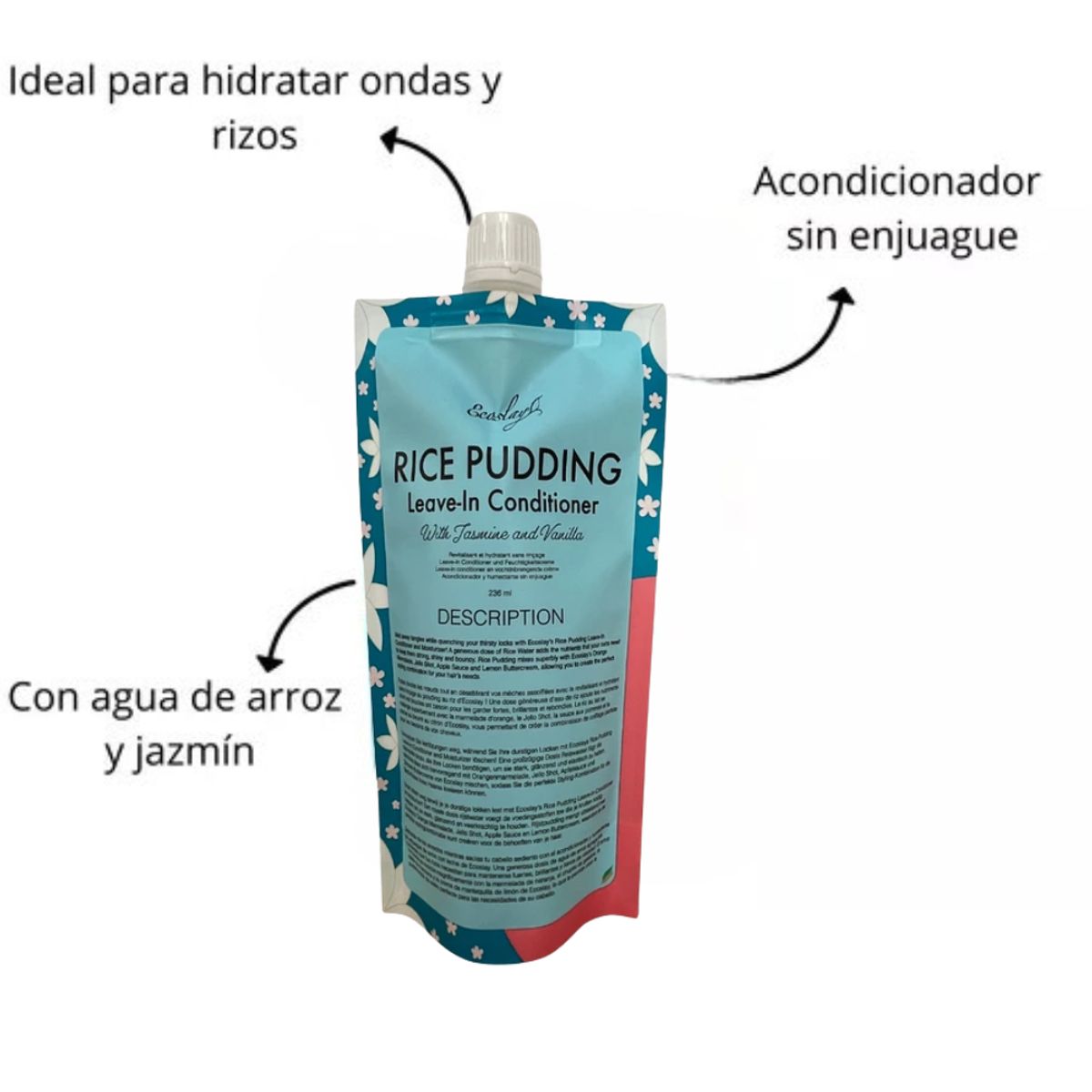ECOSLAY - Acondicionador Capilar Leave-in Rice Pudding 8oz-