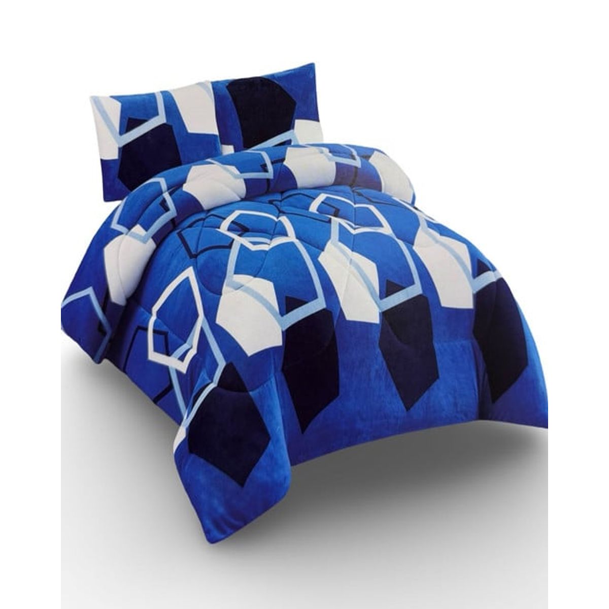 GENERICO - CUBRECAMA CON CHIPORRO INVIERNO 2 PLAZAS AZUL