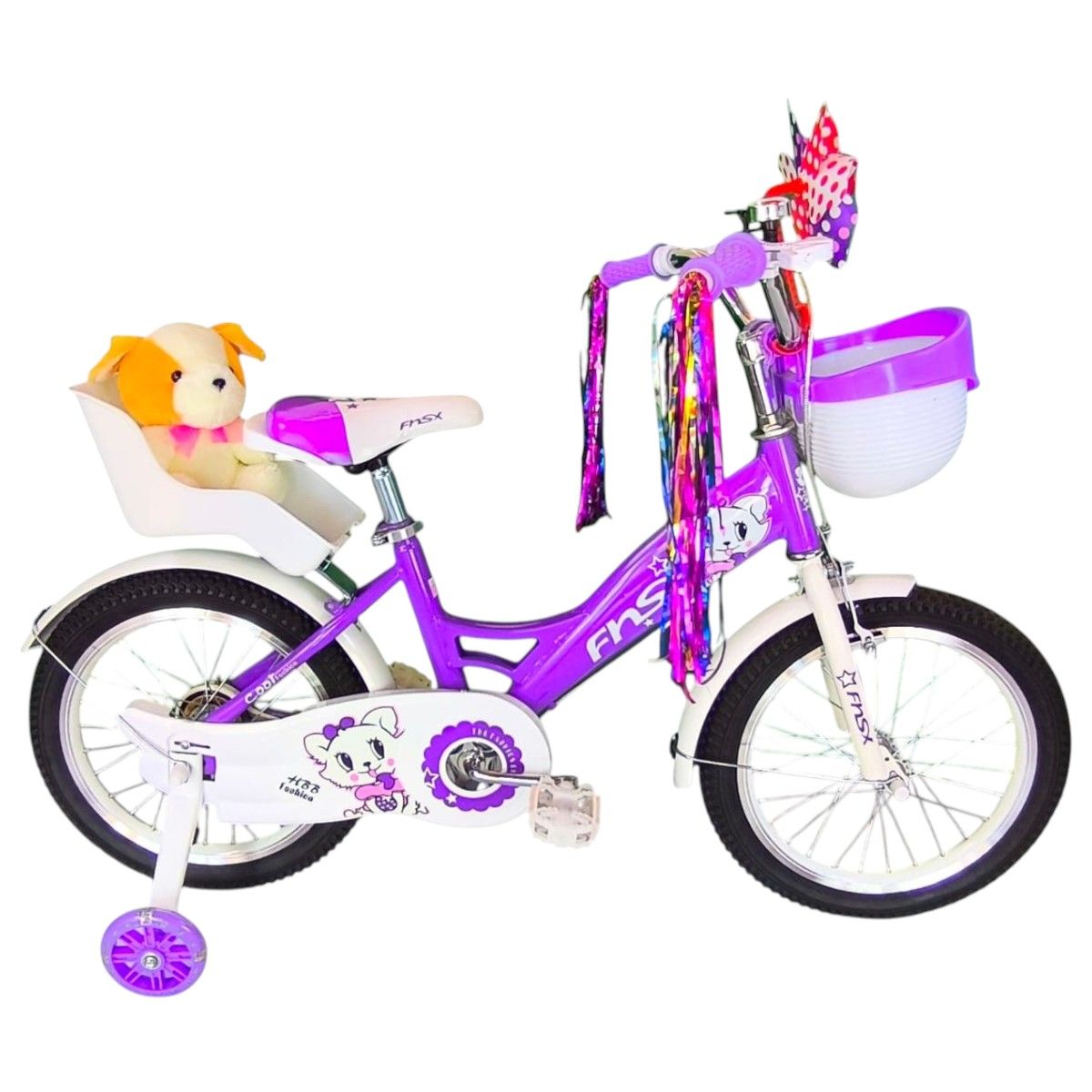 GENERICO - Bicicleta Aro 16 Infantil Con Peluchero Lila Fnsx