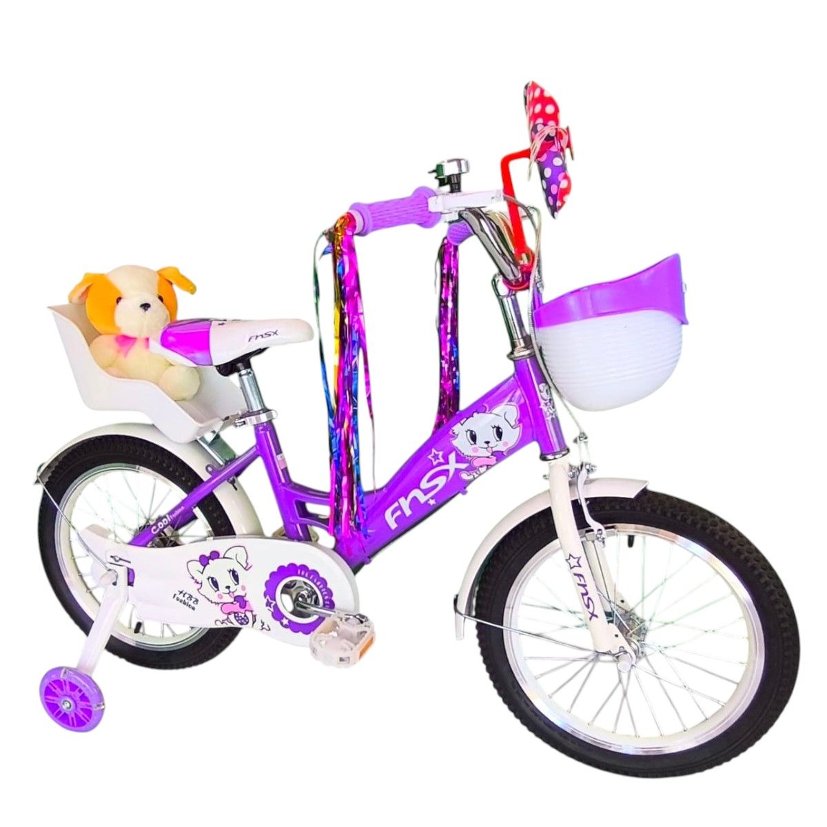 GENERICO - Bicicleta Aro 16 Infantil Con Peluchero Lila Fnsx