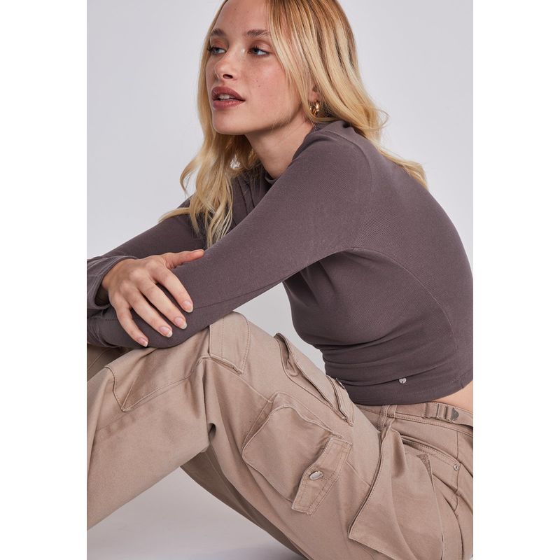 SIOUX - Pantalon Mujer Cargo Cintura Cafe Sioux