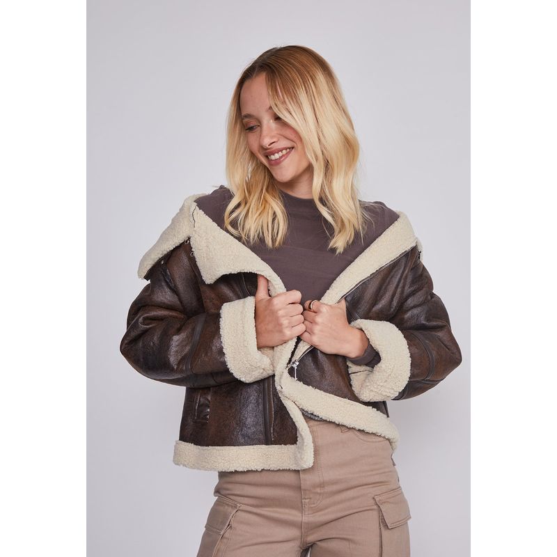 SIOUX - Chaqueta Mujer Aviadora Cafe Sioux