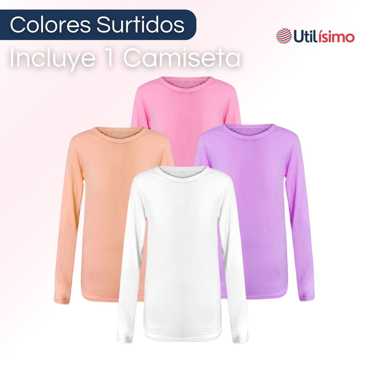 UTILISIMO - Pack 1 Camiseta Polera Polar Primera Capa Invierno Niña Cuello Redondo