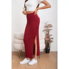 MPROPIA - Falda Larga Acanalada Mujer Botones Elasticada 5061