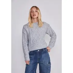 SIOUX - Sweater Mujer Trenzas Gris