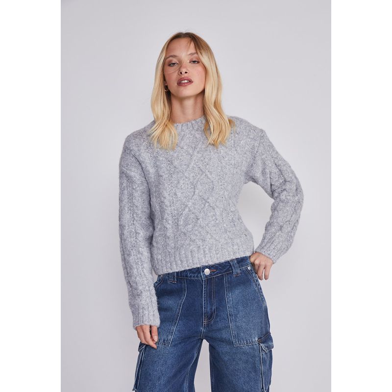 SIOUX - Sweater Mujer Trenzas Gris Sioux