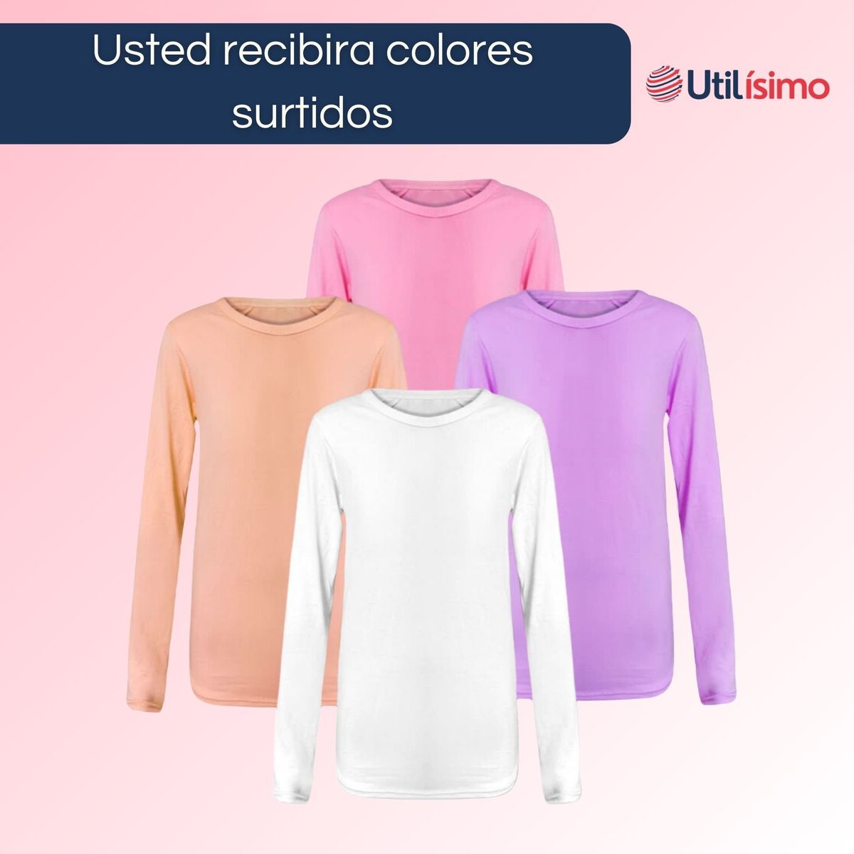 UTILISIMO - Pack 3 Camisetas Poleras Polar Primera Capa Invierno Niña