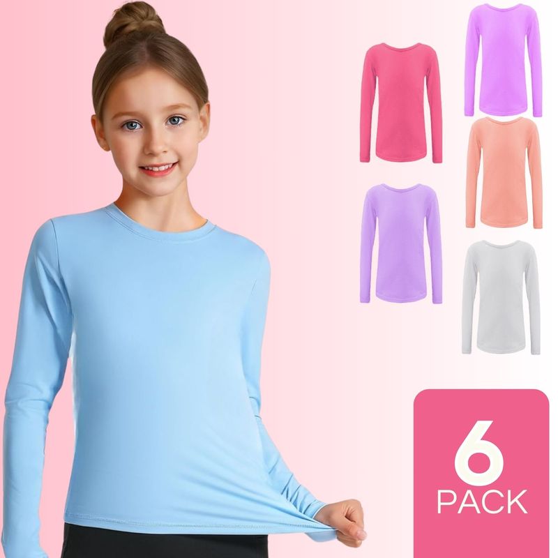 UTILISIMO - Pack 6 Camisetas Poleras Polar Primera Capa Invierno Niña