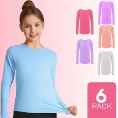 UTILISIMO - Pack 6 Camisetas Poleras Polar Primera Capa Invierno Niña