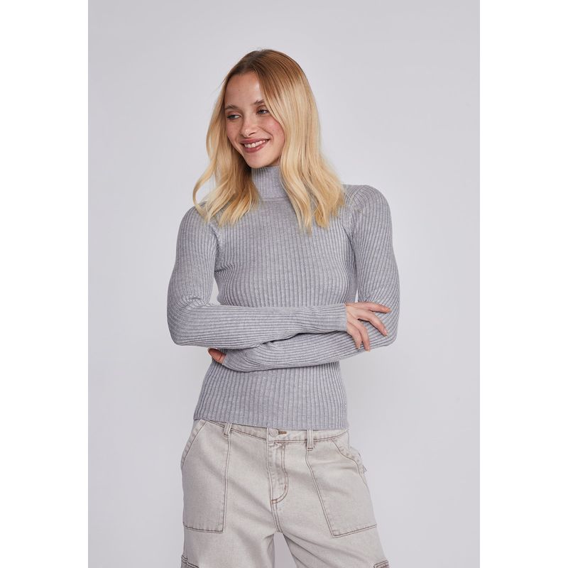 SIOUX - Sweater Mujer Acanalado Gris Sioux