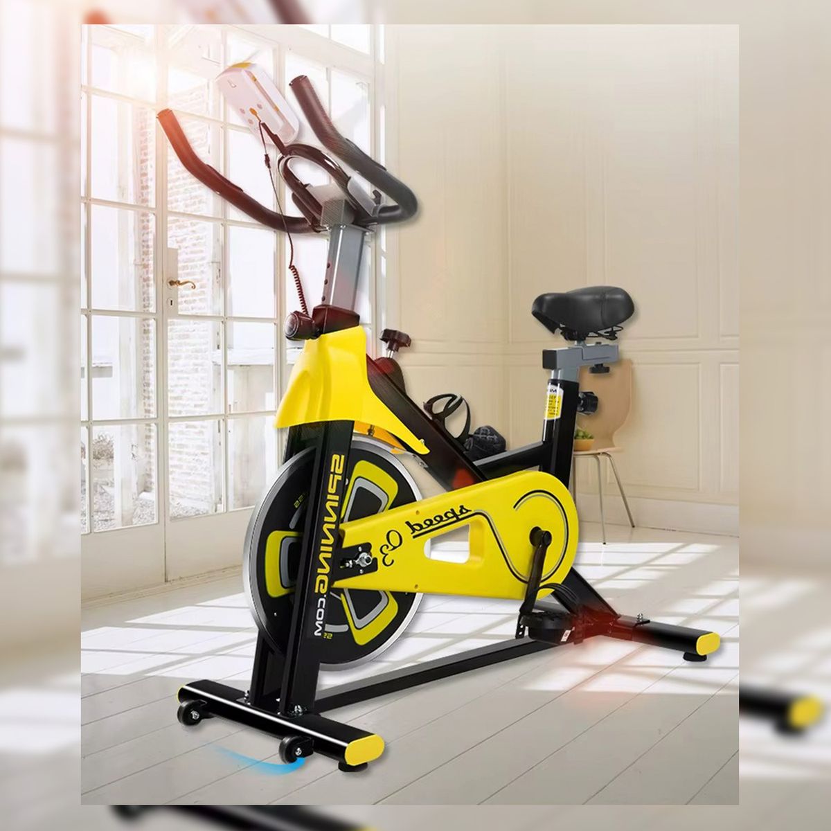 ALPHA - Bicicleta Spinning Profesional Q3 Pro 8 Kg + Monitor