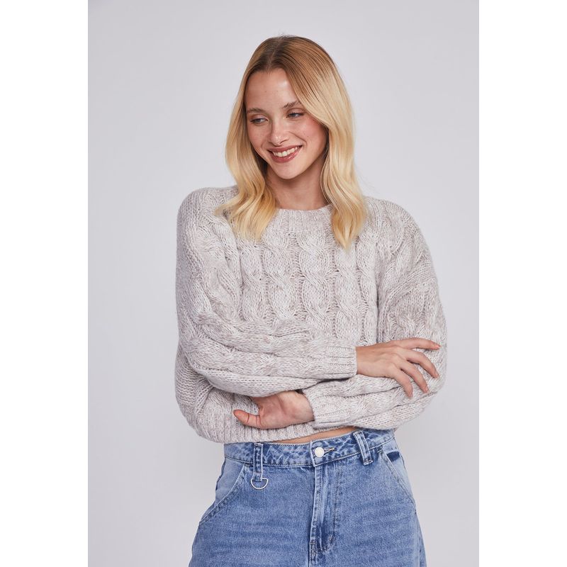 SIOUX - Sweater Mujer Trenzas Beige Sioux