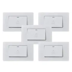 WANT - Pack 5 Pulsador Timbre Metálico Simple 10A - Blanco