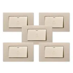WANT - Pack 5 Pulsador Timbre Metálico Simple 10A - Dorado