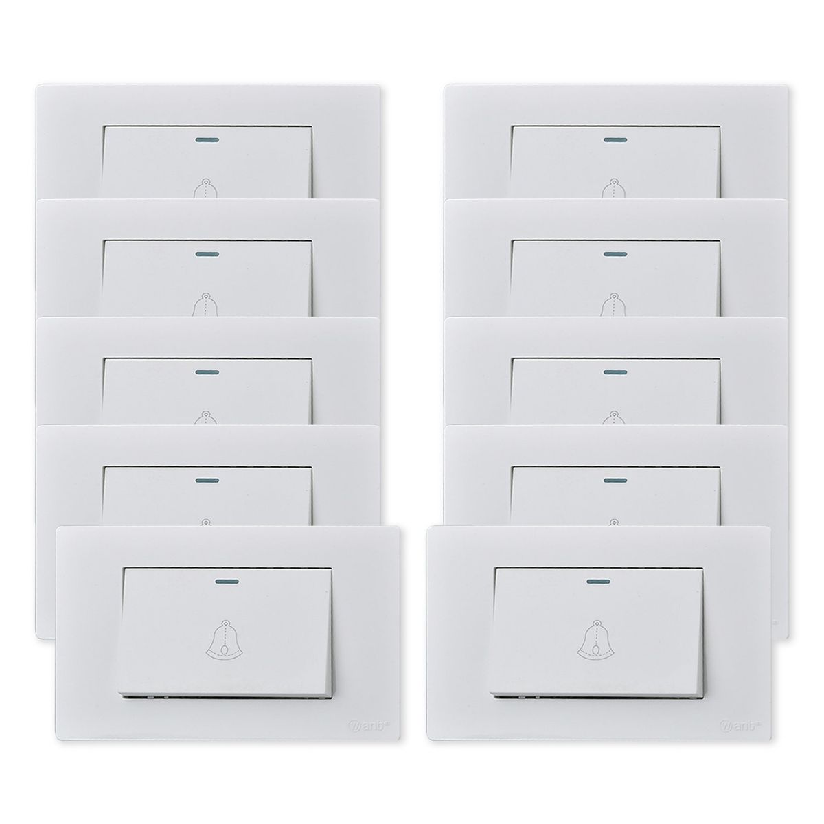 WANT - Pack 10 Pulsador Timbre Metálico Simple 10A - Blanco