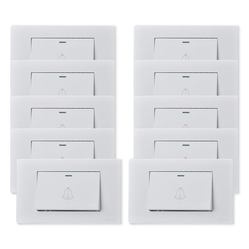 WANT - Pack 10 Pulsador Timbre Metálico Simple 10A - Blanco
