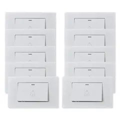 WANT - Pack 10 Pulsador Timbre Metálico Simple 10A - Blanco