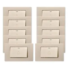 WANT - Pack 10 Pulsador Timbre Metálico Simple 10A - Dorado