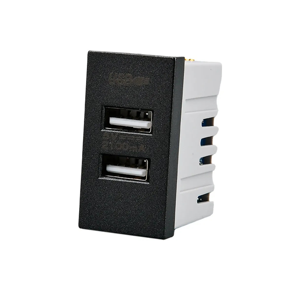 WANT - Pack 20 Módulo USB Doble Metálico 250V - Negro