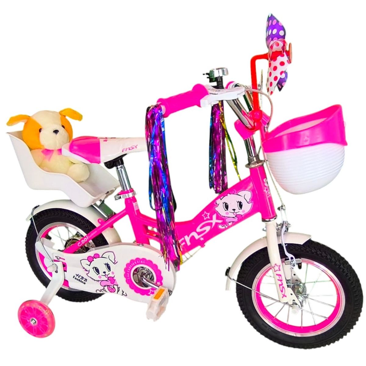 GENERICO - Bicicleta Aro 12 Infantil  Con Peluchero Rosada Fnsx.