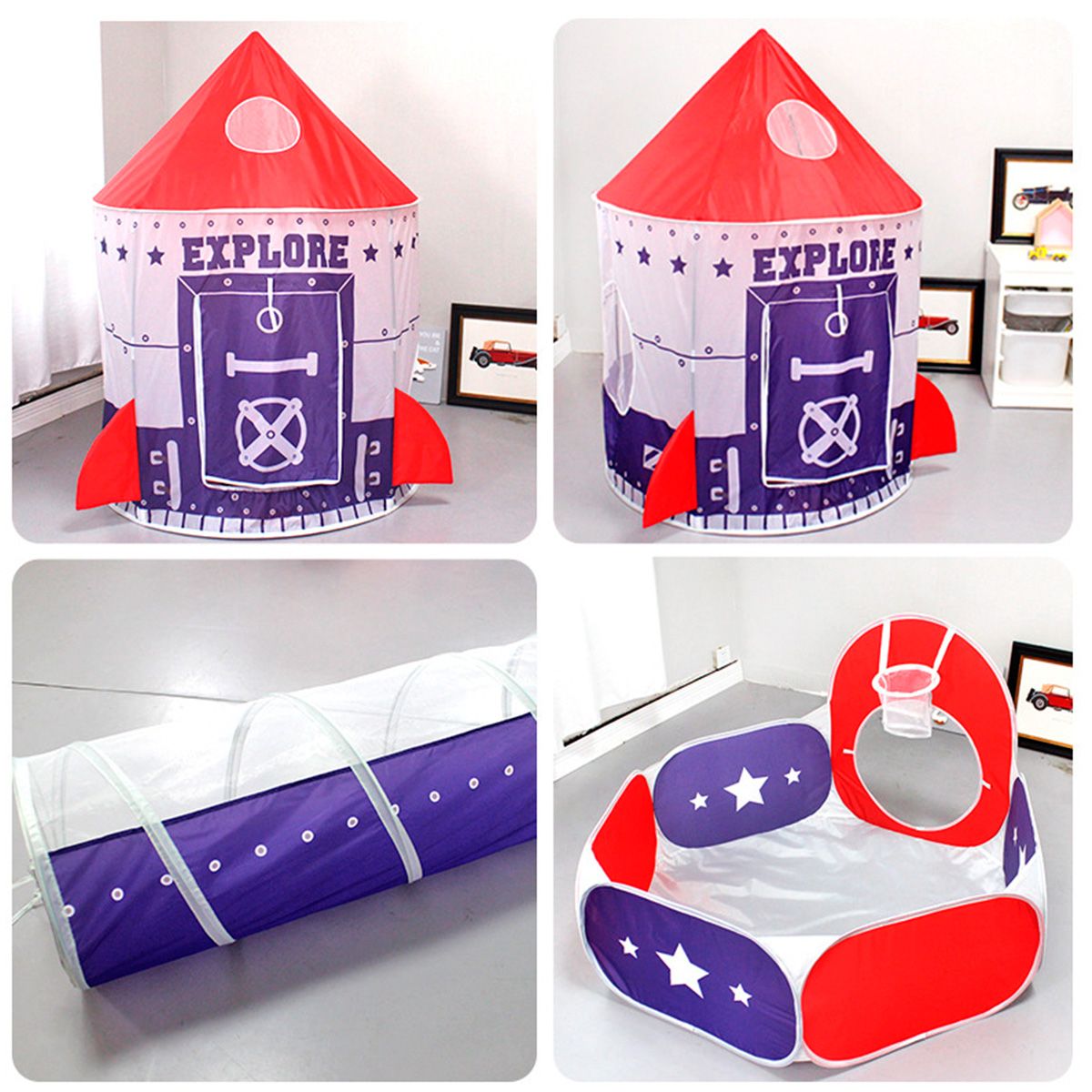 GENERICO - Carpa Infantil Tunel Gateo Nave Espacial 3 en 1 - RE1319