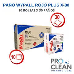 GENERICO - Paño De Limpieza Wypall X-80 Rojo 10 Bolsas X 30 Paños