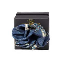 GINO RODINIS - Pañuelo Reversible PP503 Azul Marron