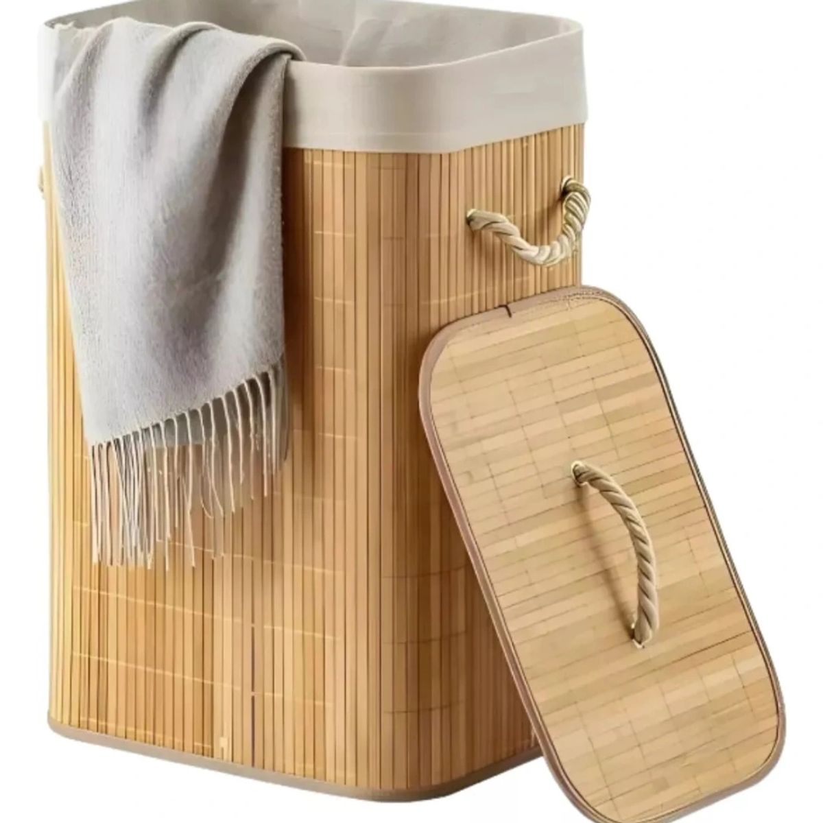 WAKESHOME - Canasto Cesto Ropa Sucia Plegable  Bambú