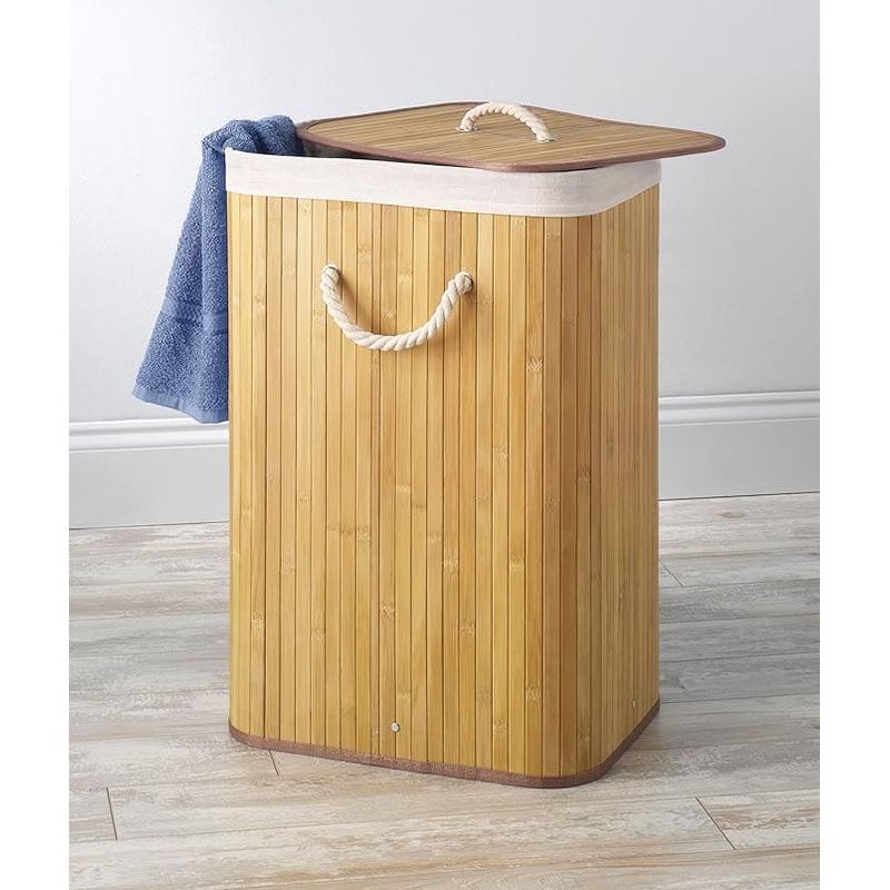 WAKESHOME - Canasto Cesto Ropa Sucia Plegable  Bambú