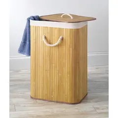 WAKESHOME - Canasto Cesto Ropa Sucia Plegable Bambú