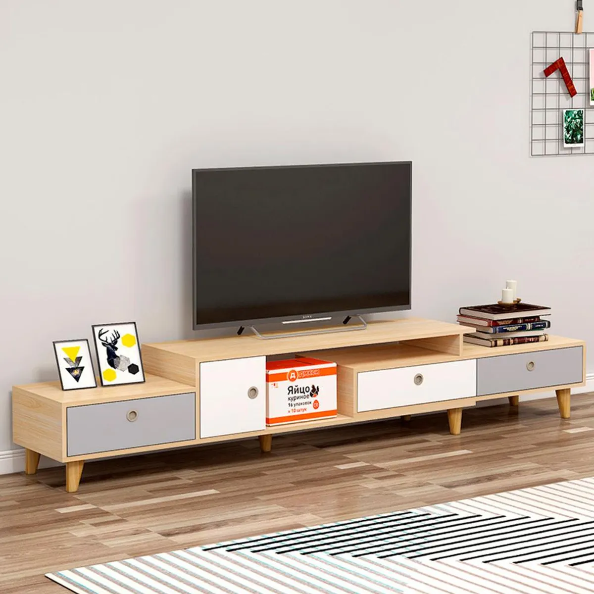 DETODOYMAS - Rack TV 210cm 4 cajones Chic Home - Café