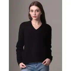 CALVIN KLEIN - Sweater Boucle V Neck Relaxed Negro