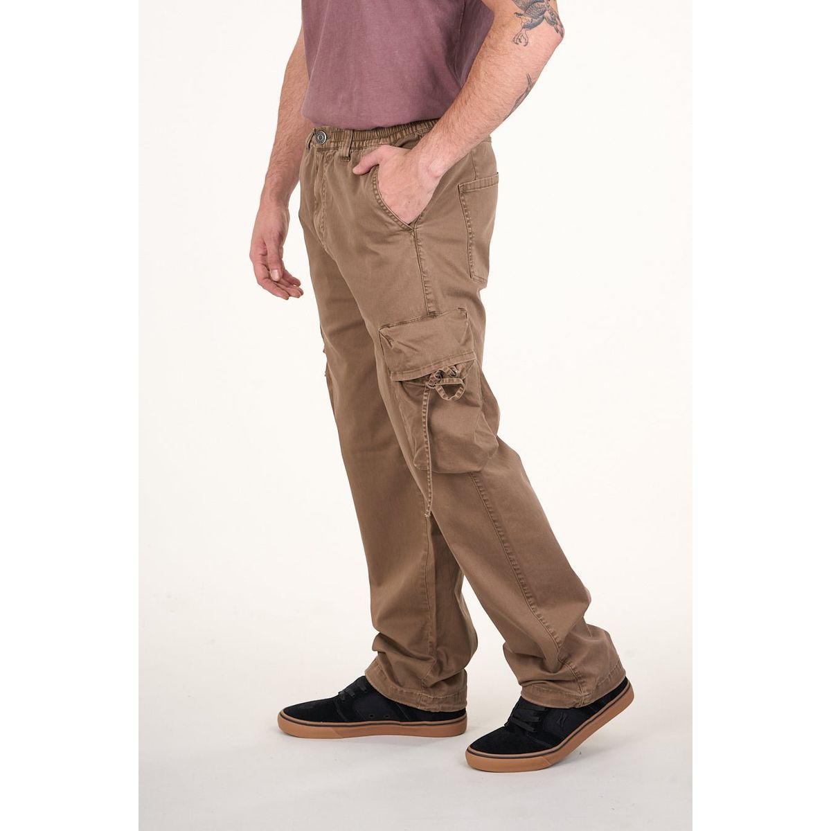 POLEMIC - Pantalon cargo Twill procesado Relaxed Café wi4755 Polemic