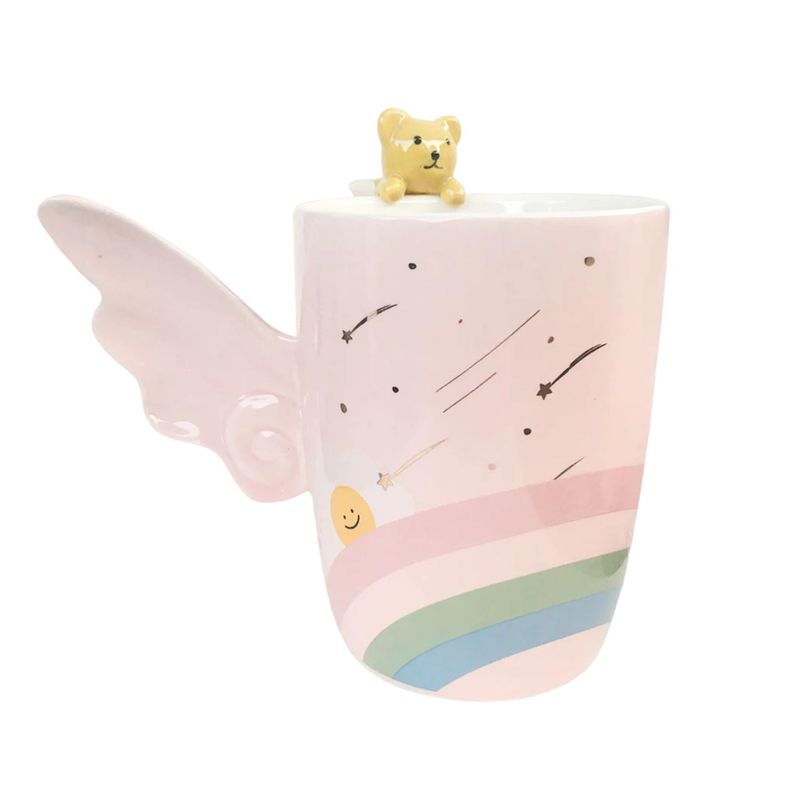 GENERICO - Tazon Taza Ceramica 380ml Asa De Ala Diseño Arcoiris