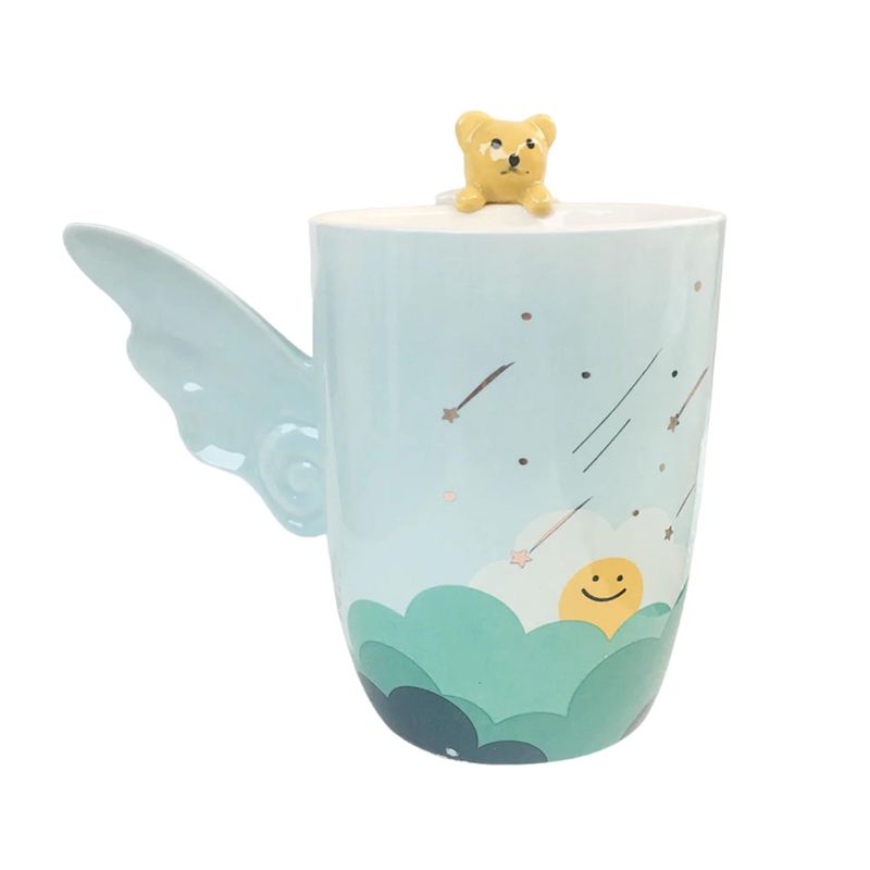 GENERICO - Tazon Taza Ceramica 380ml Asa De Ala Diseño Nubes