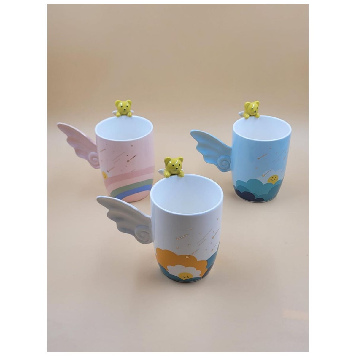 GENERICO - Tazon Taza Ceramica 380ml Asa De Ala Diseño Nubes