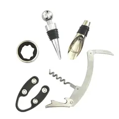 OEM - Set 5 Pz Saca Corcho Descorchador Estuche Botella Vino 10189