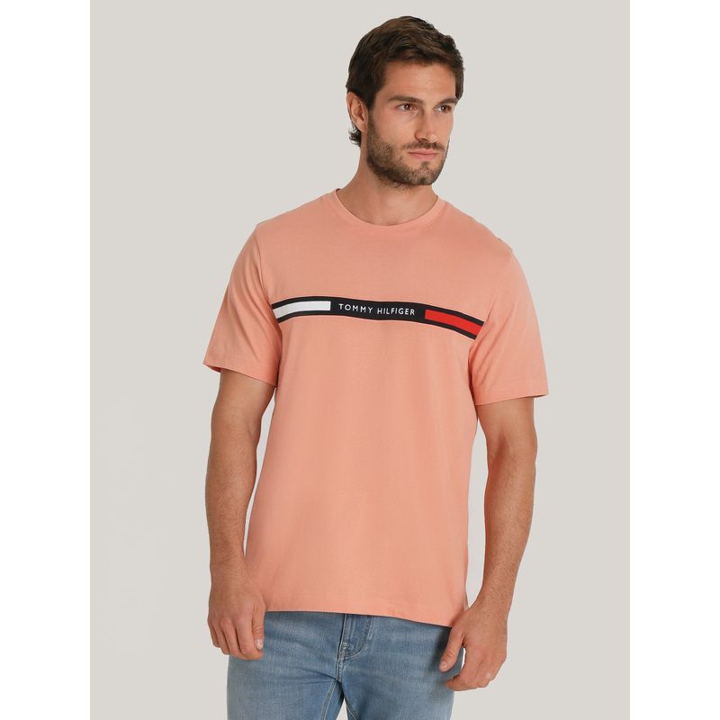 TOMMY HILFIGER - Polera Chest Insert Logo Beige Tommy Hilfiger