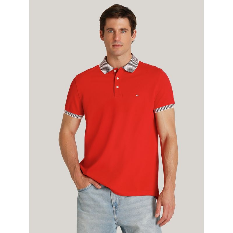 TOMMY HILFIGER - Polo Con Rayas Regular Fit Rojo Tommy Hilfiger