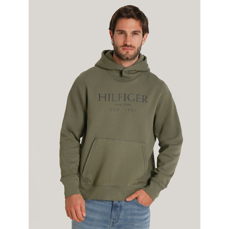 TOMMY HILFIGER - Polerón Hoodie Con Logo Verde Tommy Hilfiger.