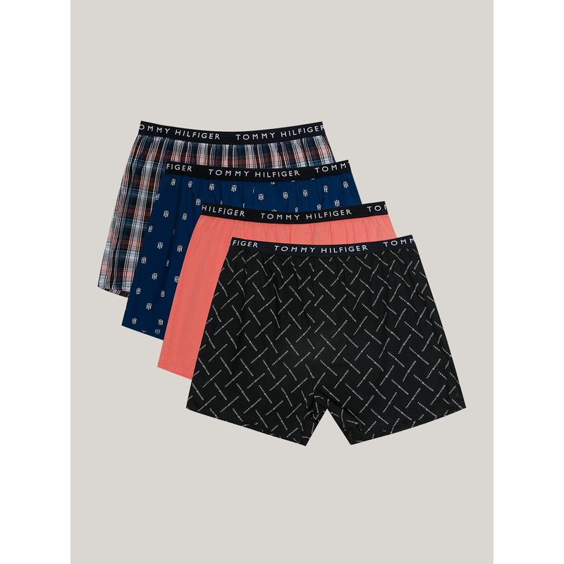 TOMMY HILFIGER - Pack De 4 Bóxers Woven Con Print Azul Tommy Hilfiger
