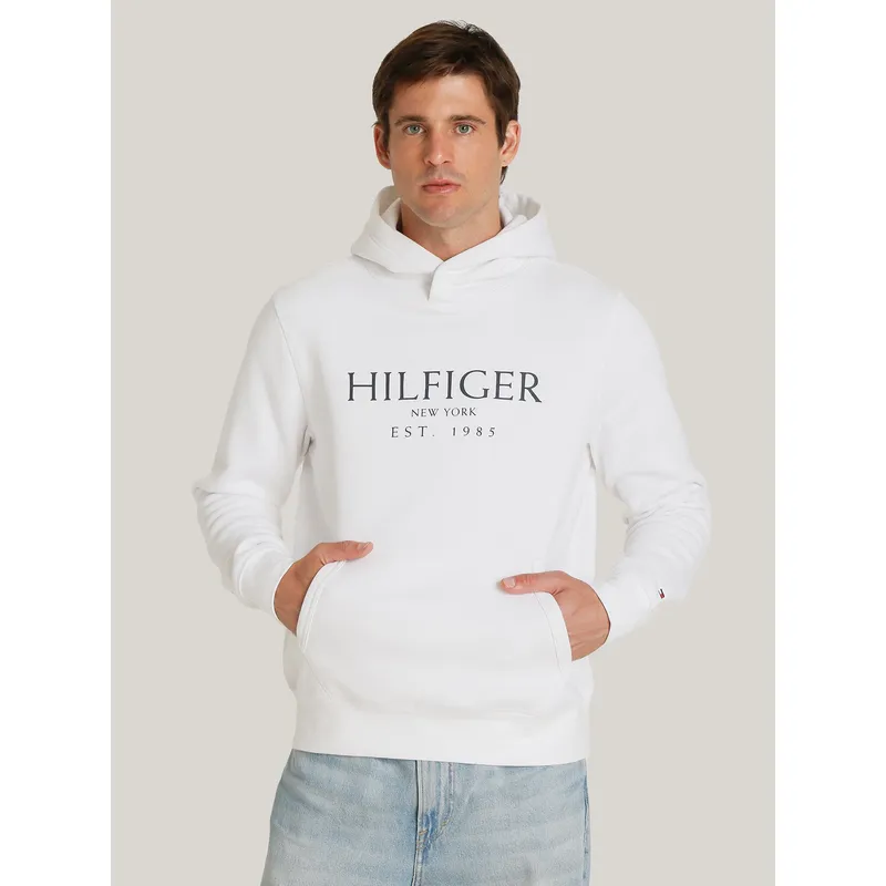TOMMY HILFIGER - Polerón Hoodie Con Logo Blanco Tommy Hilfiger