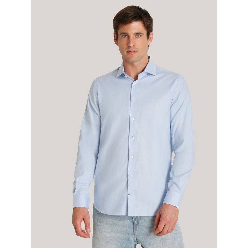 TOMMY HILFIGER - Camisa En Tejido Dobby Slim Fit Celeste Tommy Hilfiger