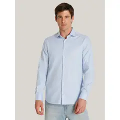 TOMMY HILFIGER - Camisa En Tejido Dobby Slim Fit Celeste