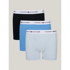 TOMMY HILFIGER - Pack De 3 Calzoncillos Trunk Solid Con Logo Azul