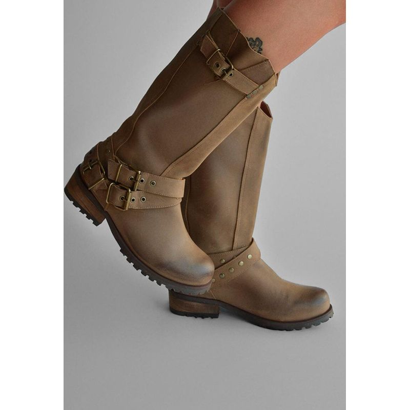 GIANI DAFIRENZE - Bota Mujer De Cuero Olivia Taupe C3.