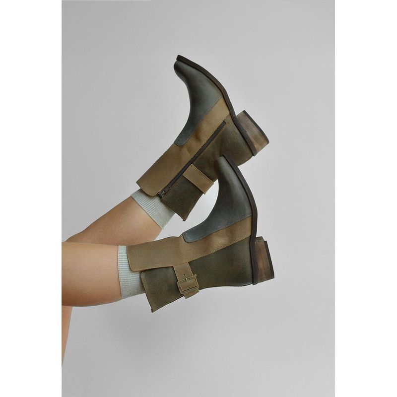 GIANI DAFIRENZE - Bota Mujer De Cuero Maya Gris Taupe C2
