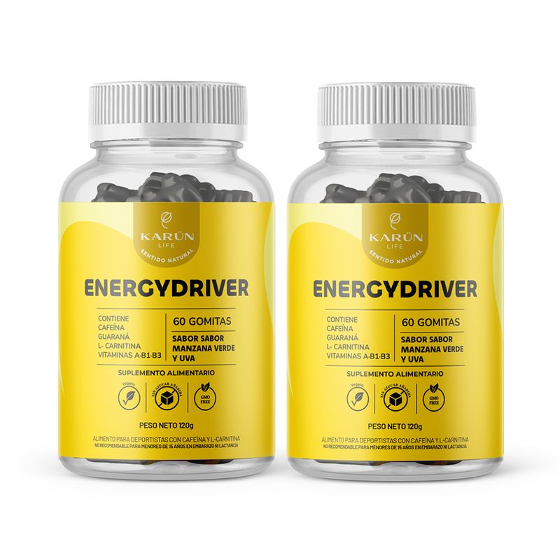 KARUNLIFE - Pack Premium Energy Driver - 2 Frascos -120 Gomitas Karun Life