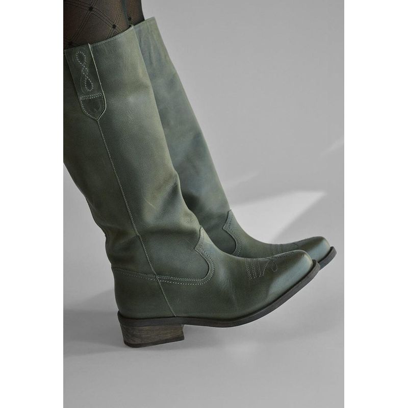GIANI DAFIRENZE - Bota Mujer De Cuero Fatima Verde C3