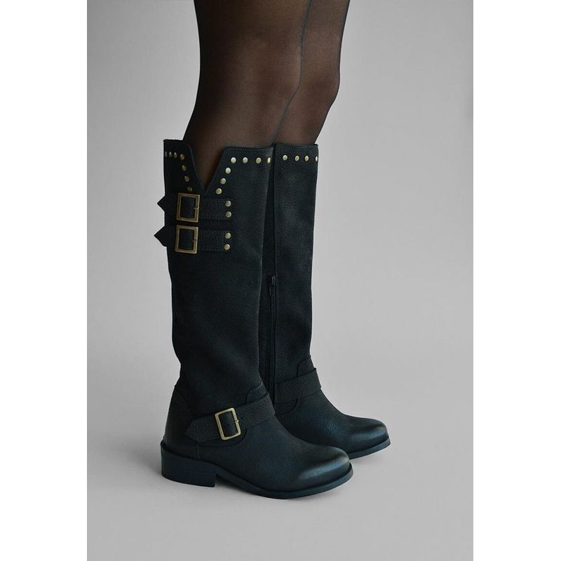 GIANI DAFIRENZE - Bota Mujer De Cuero Carpintero Negro C19.